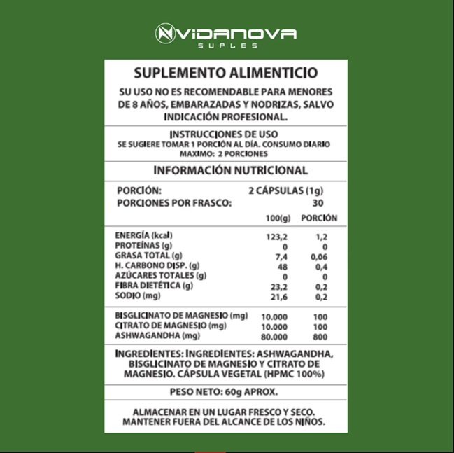 Ashwagandha + Magnesio Dile Adiós al estrés 1000mg 60 CAPS 😍
