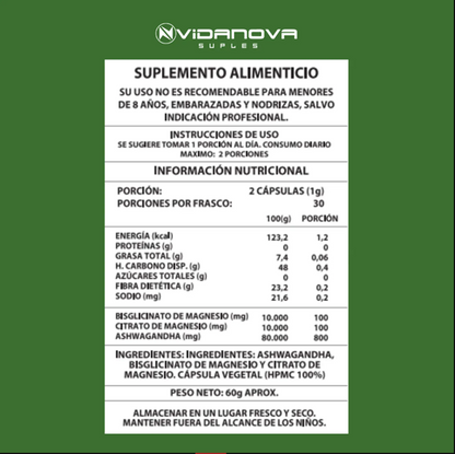 Ashwagandha + Magnesio Dile Adiós al estrés 1000mg 60 CAPS 😍