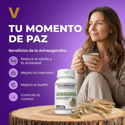 Ashwagandha + Magnesio Dile Adiós al estrés 1000mg 60 CAPS 😍