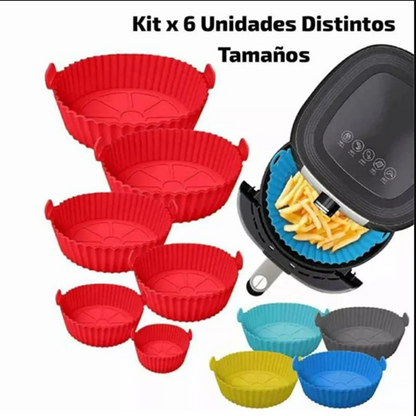 🍽️ ¡Kit de 6 Moldes de Silicona para Freidora de Aire! 🌈