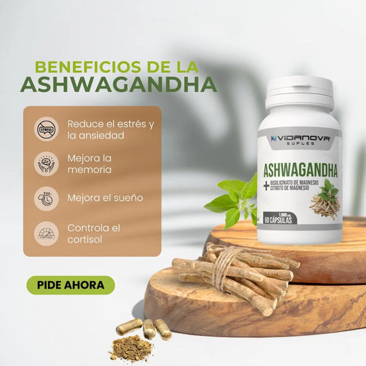 Ashwagandha + Magnesio Dile Adiós al estrés 1000mg 60 CAPS 😍